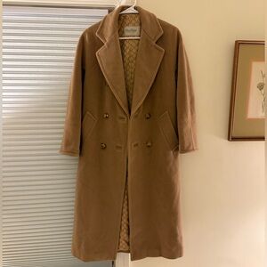 Max Mara Tan Camel Wool Double Breasted Coat